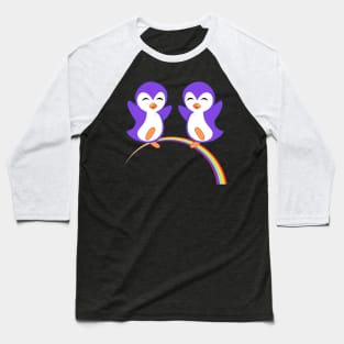 Cute Purple Penguins Rainbow Baseball T-Shirt